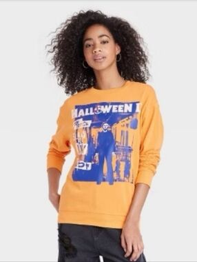 Halloween II Michael Myers Orange Crewneck Sweater